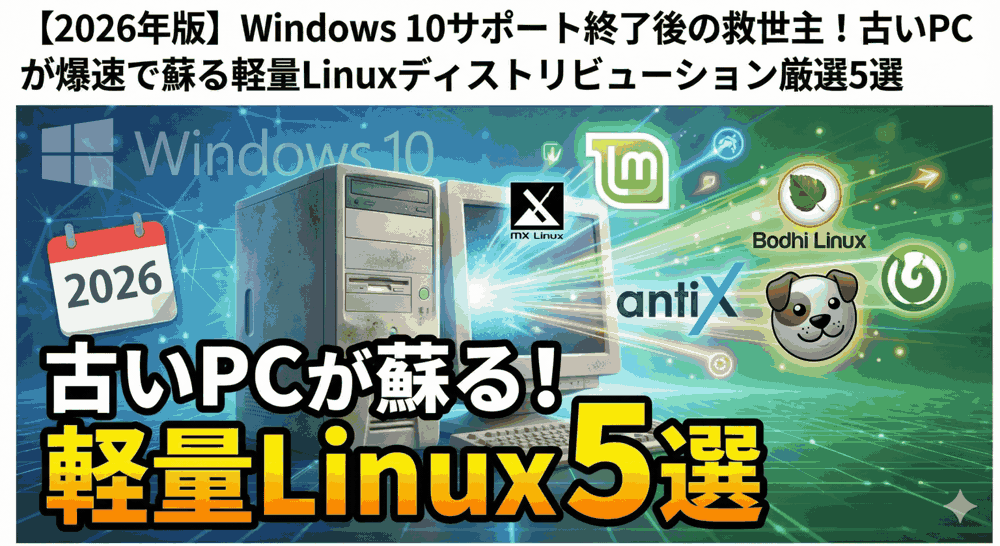 LINUX工房 | 【2026年版】Windows 10サポート終了後の救世主！古いPCが爆速で蘇る軽量Linuxディストリビューション厳選5選